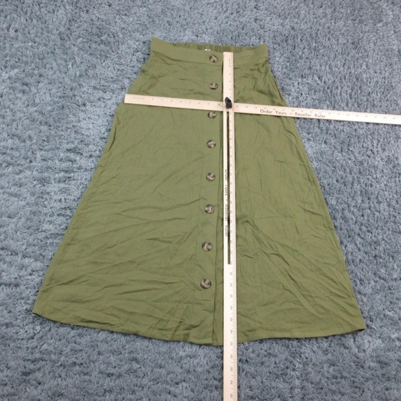 Market & Spruce Skirt Womens Medium Petite Green Button Front Midi Rayon NWT - Picture 6 of 16